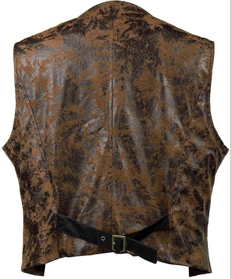 西部牛仔服装马甲麂皮绒单排扣男士复古骑马中世纪骑士装扮cosplay