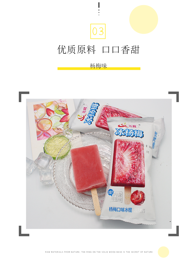 20支-鑫北冰杨梅冰棍雪糕冰淇淋含椰果粒水果冷饮清爽解渴冰棒新品 20