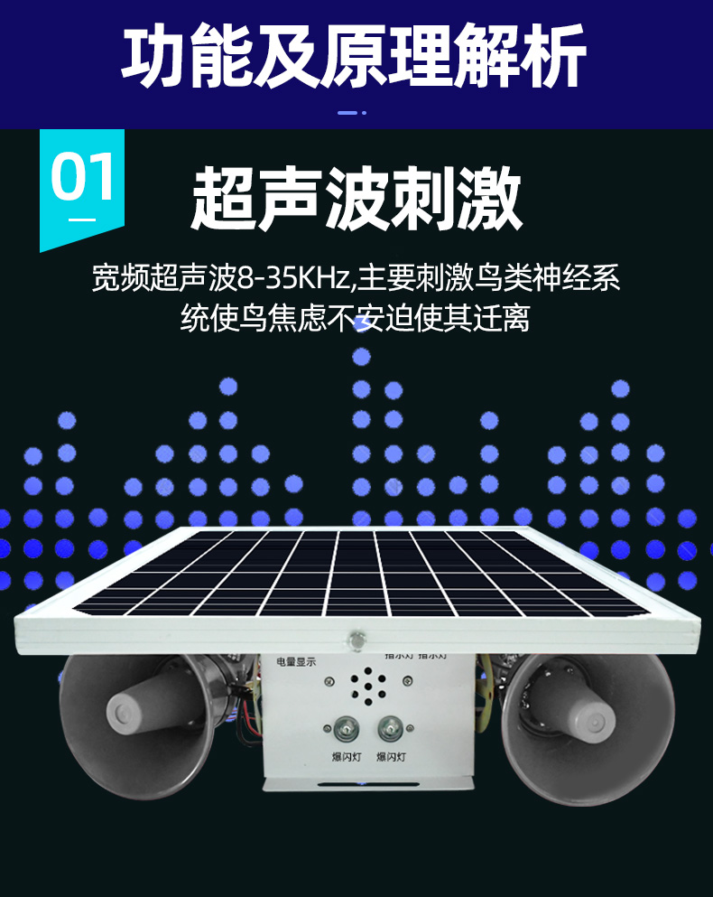 超声波驱鸟器果园专用太阳能电子炮阳台吓鸟赶鸟防鸟神器家用户外 新