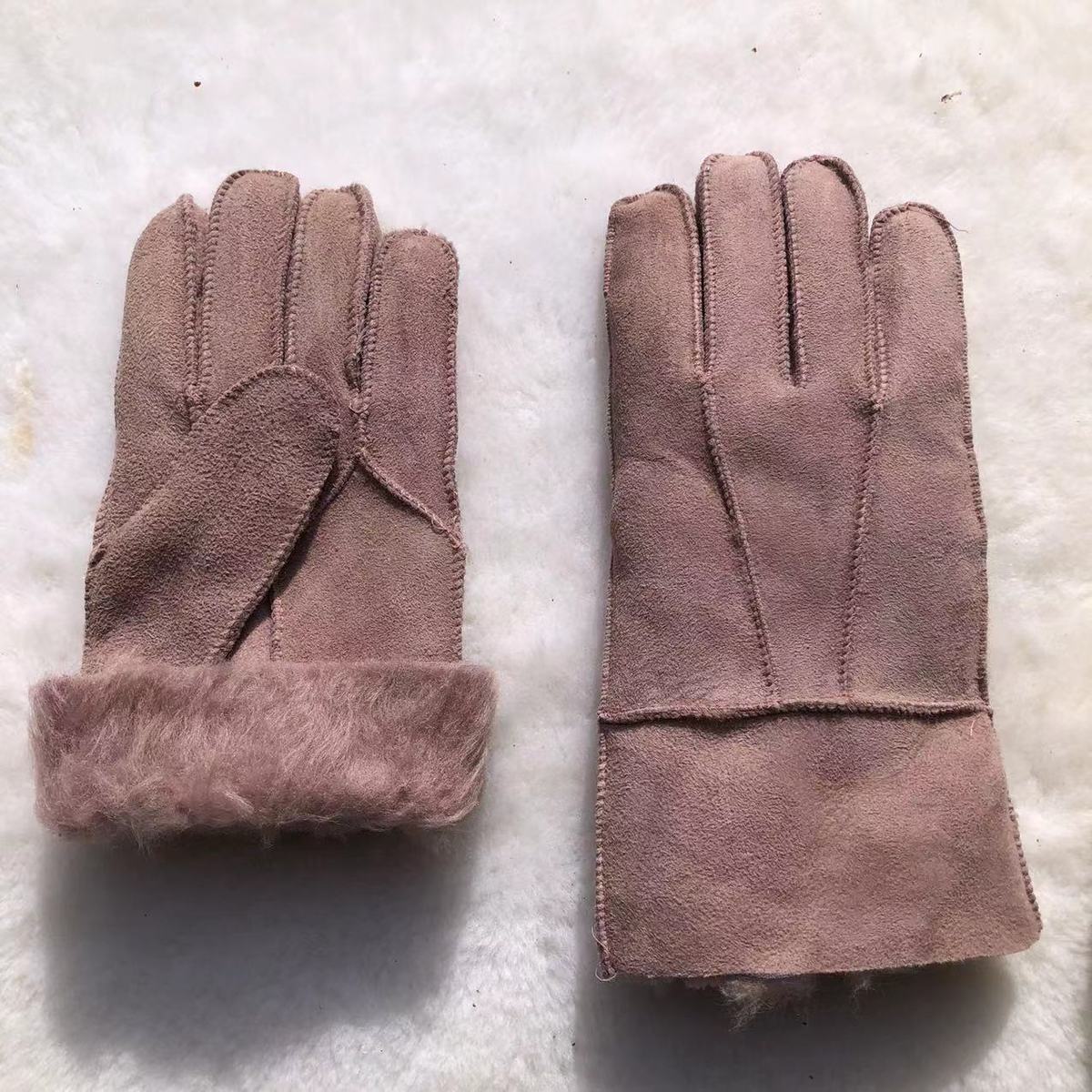 皮手套男翻毛皮手套男女士户外男款五指羊毛皮加厚款皮毛一体防寒保暖