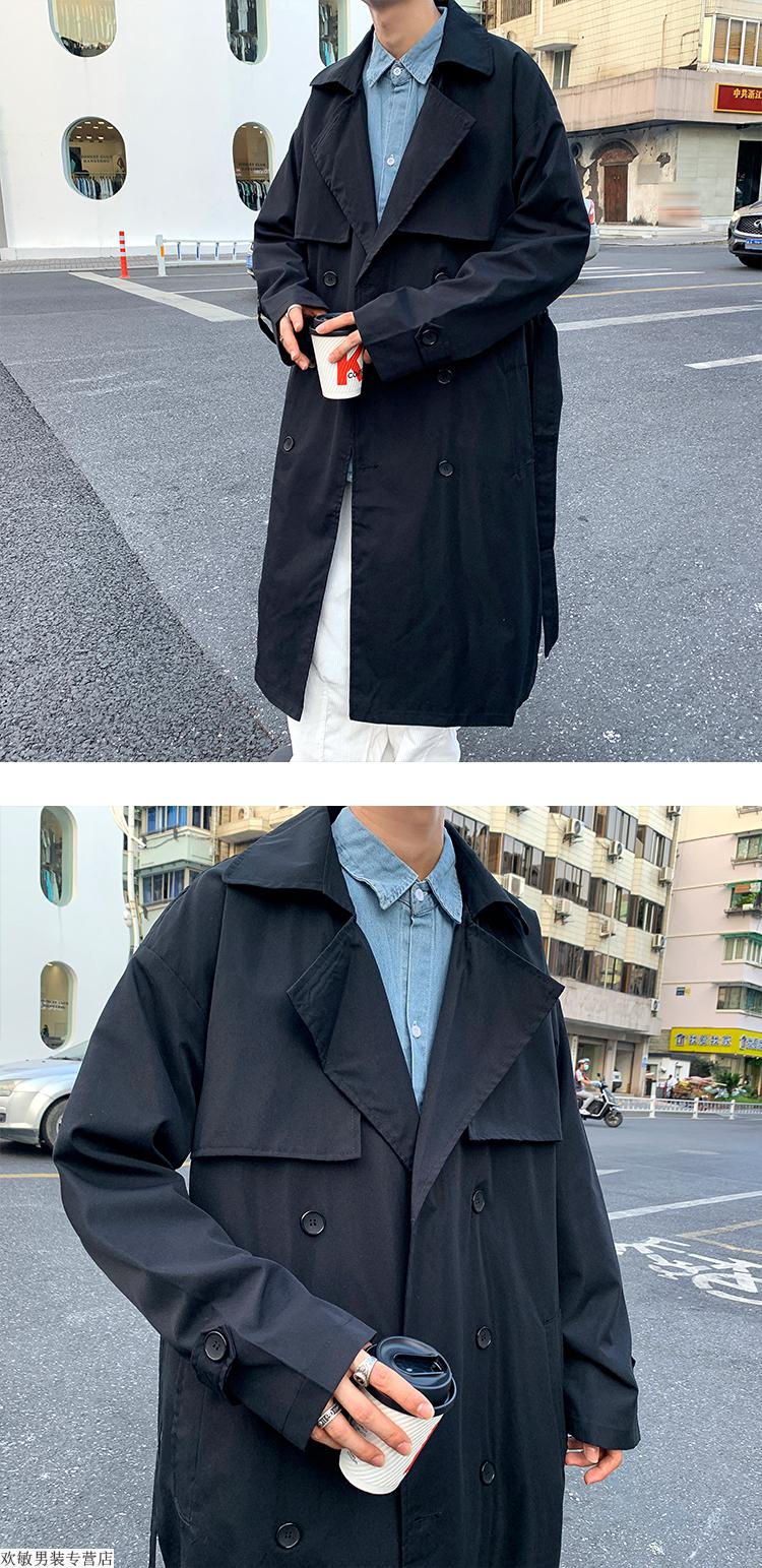 戈普旗风衣男春秋冬中长款侦探外套痞帅德系大衣过膝秋冬可选 卡其色