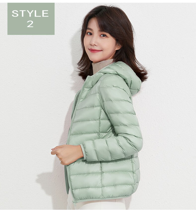 鸭鸭2022年新款轻薄羽绒服女款连帽短款轻便薄款白鸭绒外套冬 桔色