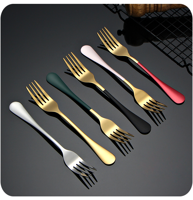 ins北欧家用长柄吃面西餐叉不锈钢叉子意面沙拉牛排主餐叉水果叉银色
