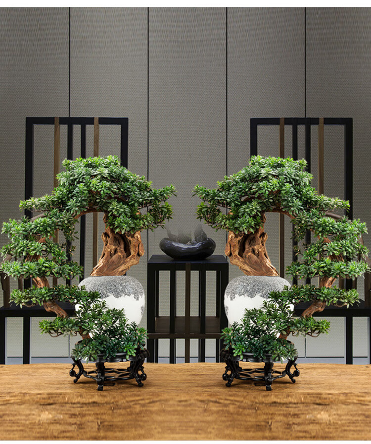 家装软饰 装饰摆件 凯都 凯都 假树假花仿真树红枫叶迎客松盆景摆件