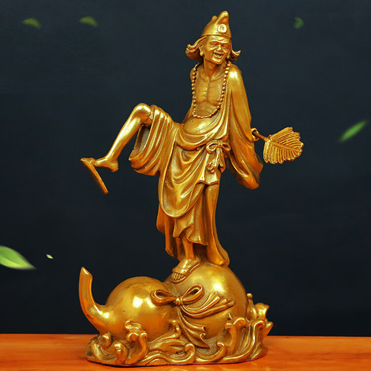 活佛摆件降龙罗汉佛像道济和尚供奉济癫铜像家居店铺摆设饮酒款济公