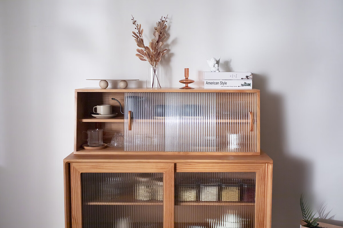 咖啡机柜子 定制长虹玻璃小户型客厅餐边柜家用高柜一体实木窄储物柜