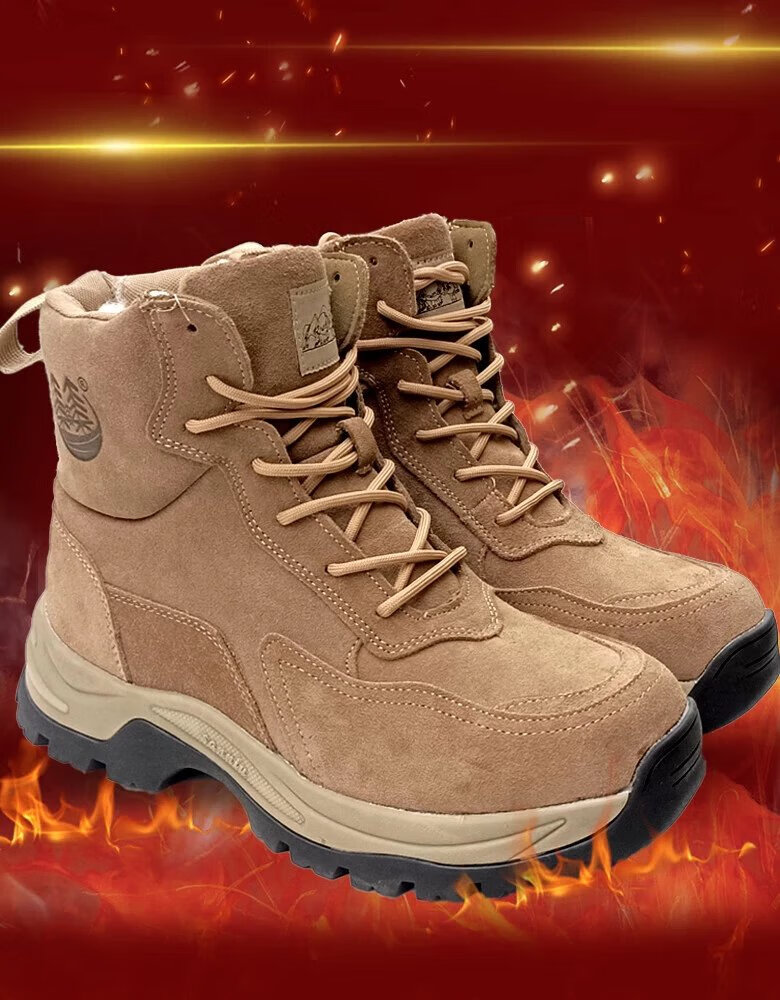 靴陆军作战鞋冬季皮毛一体雪地棉靴男加厚纯羊毛靴东北防寒大棉靴防