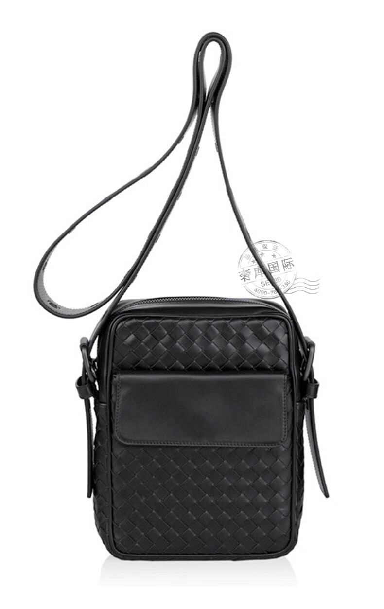 bottegaveneta宝缇嘉bv男包皮革编织单肩斜跨包黑色163313v46511000