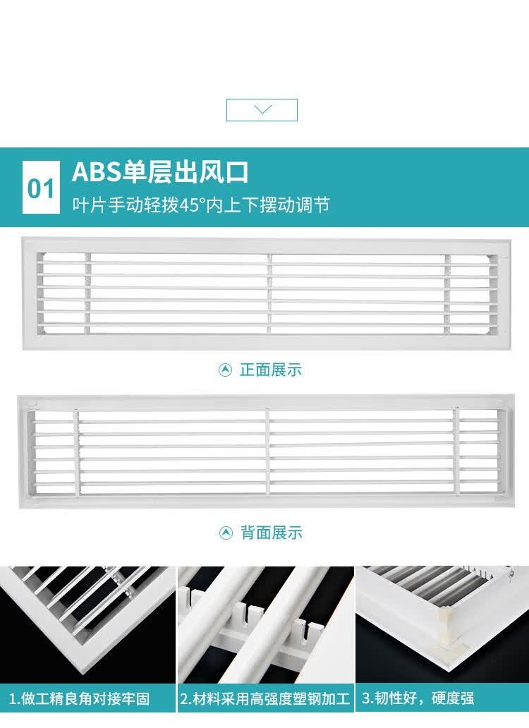 铝合金中央空调出风口进回排通格栅无边框单双层百叶窗检修口使用abs