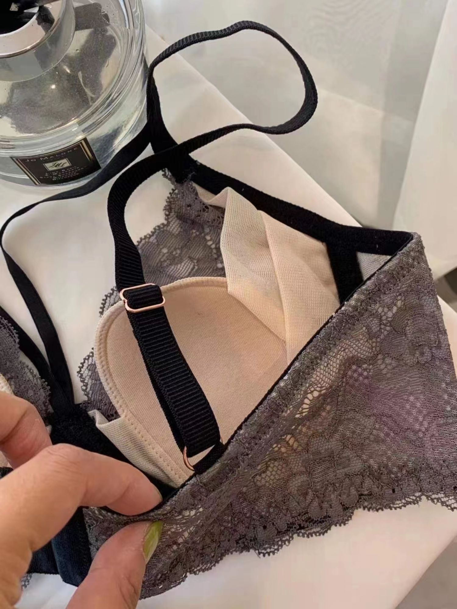 南极人爱亦心伊内衣性感蕾丝收副乳超薄水晶杯 绿色 75b【图片 价格