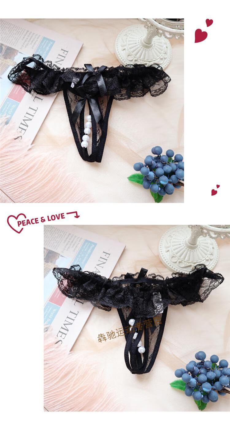 【优选】珍珠内裤女性感蕾丝网纱透明裤新款3条装小内内按摩裤做你的