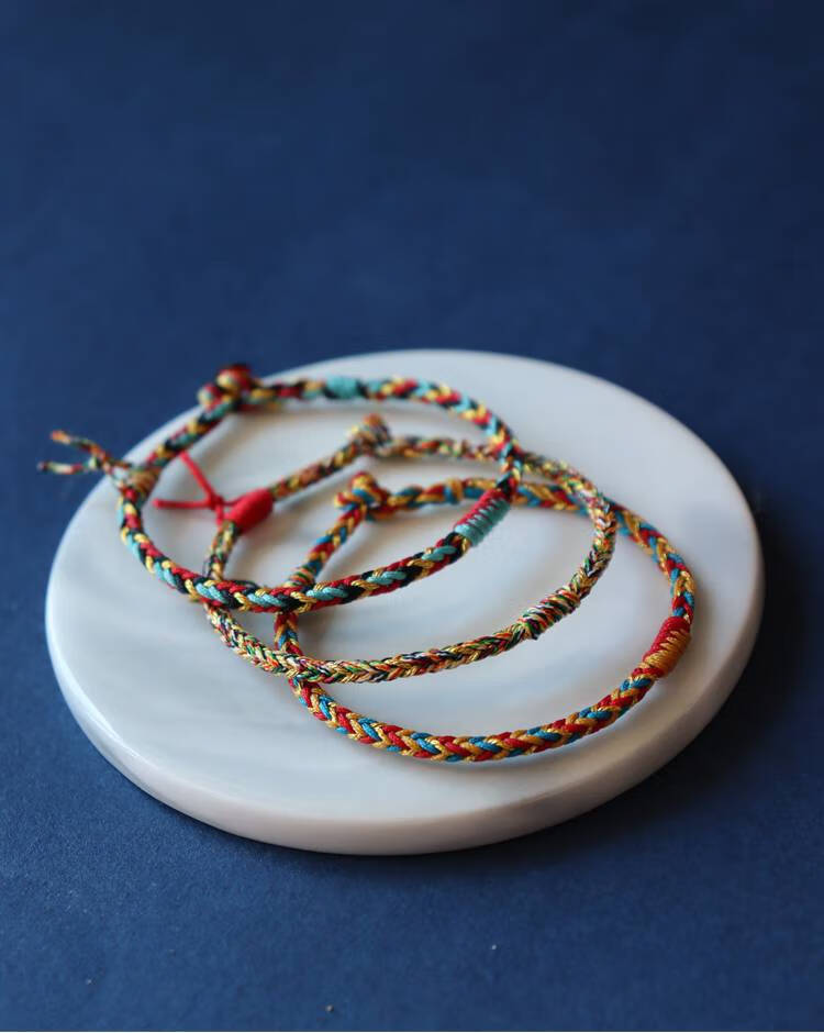 端午编绳 端午节五彩手绳diy材料包编织绳手工编绳五色线手链情侣家人