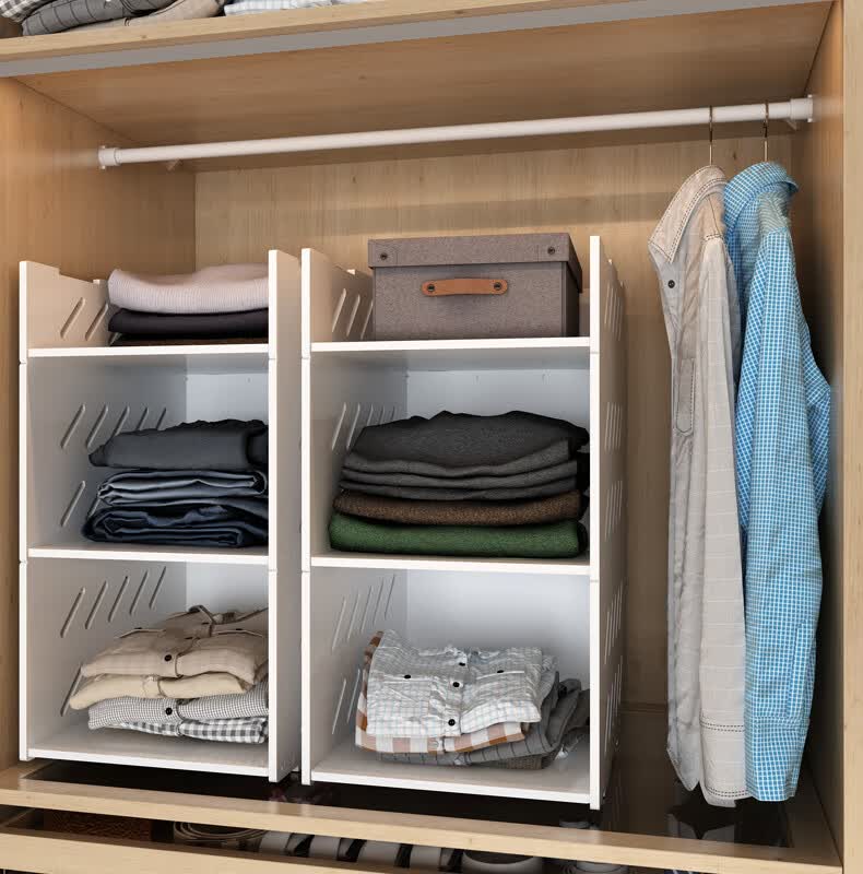 鞋分隔板衣服柜子衣橱浴室分层架隔断整理置物架 衣柜收纳盒(小号1个)