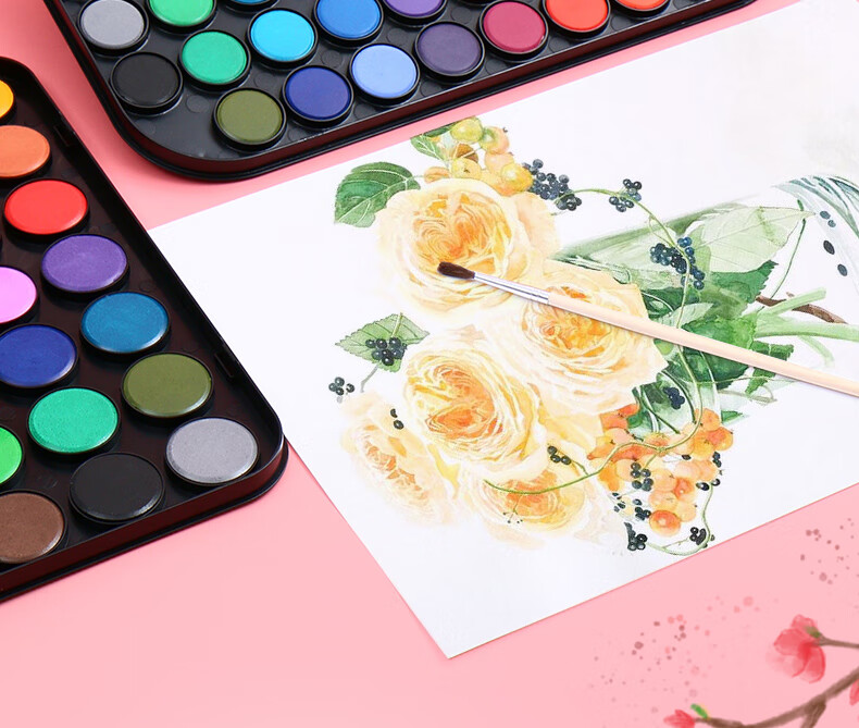 晨光水彩颜料固体颜料套装美术绘画学生初学者考试手绘画画工具套装