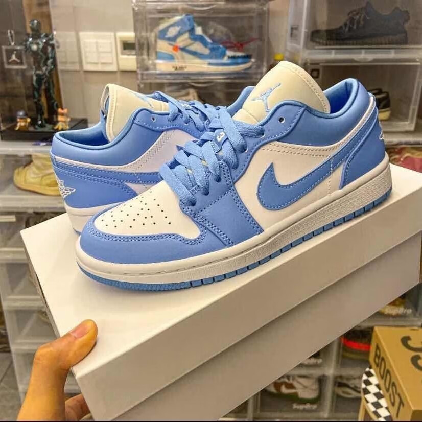 aj男女鞋旗舰官官方新同款女鞋低帮鞋日系男鞋学生 aj低帮蓝白午夜 偏