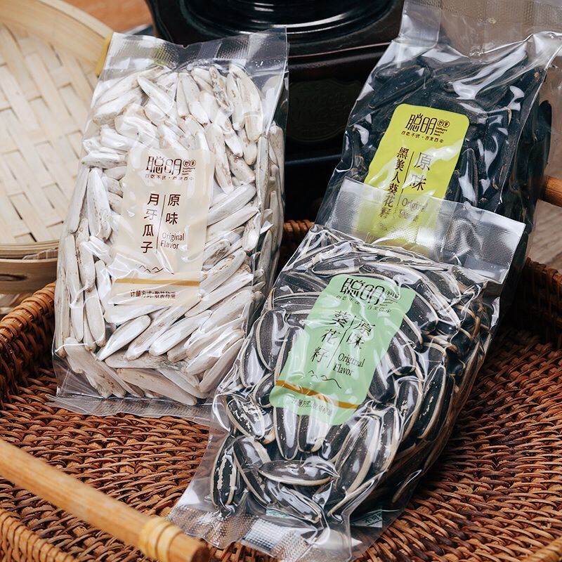 聪明月牙瓜子黑美人葵花籽500g小包装原味炒货年货休闲零食白瓜子月牙