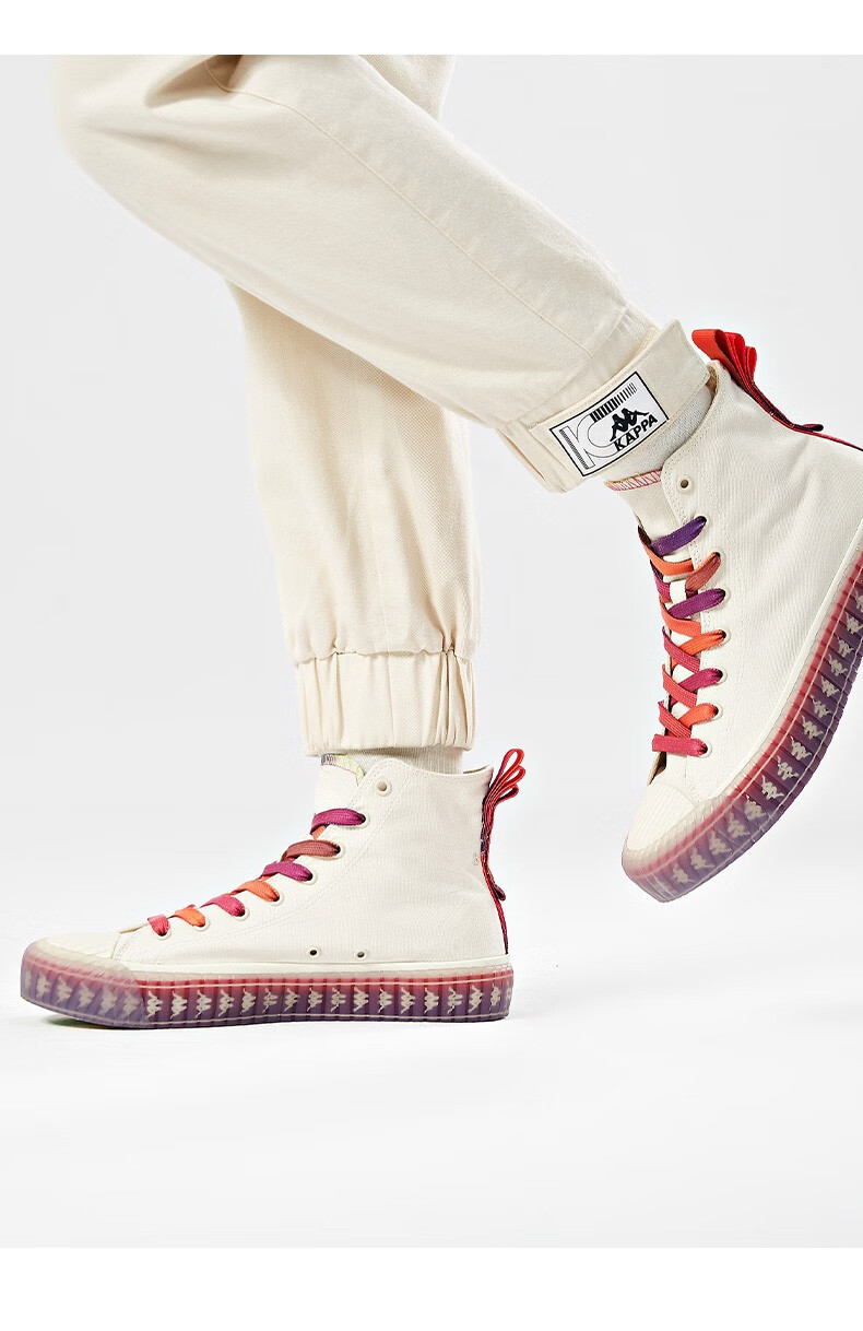 kappa卡帕串标高帮帆布鞋2022新款情侣男女休闲板鞋运动鞋k0cw5vs06d