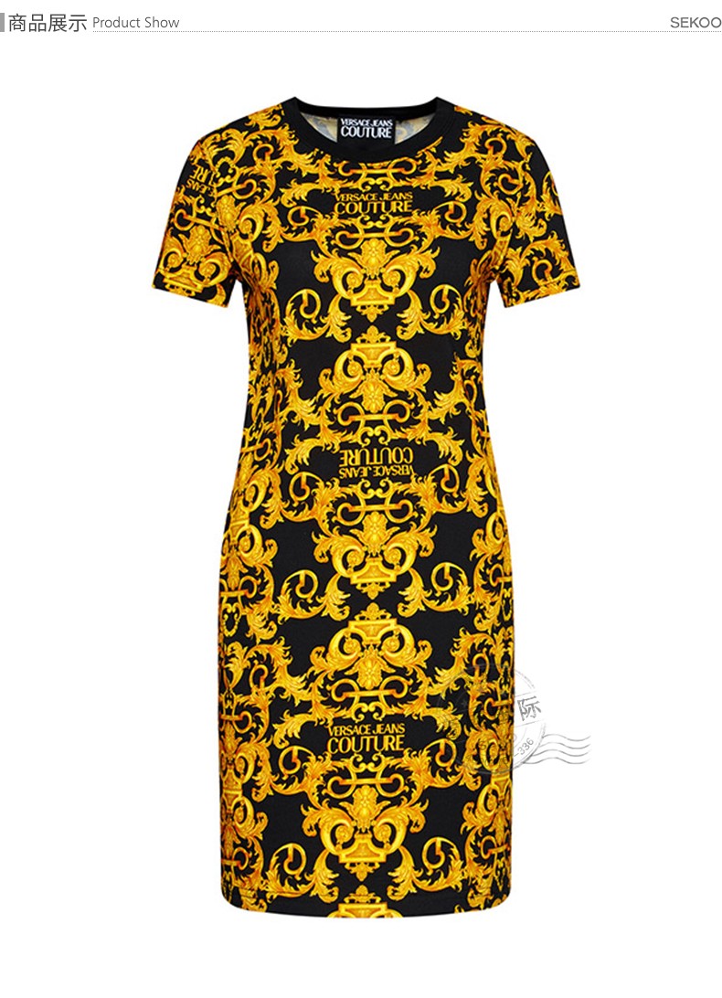 versace范思哲裙子女士印花图案连衣裙d2hwa401 0155 899 黑色 40