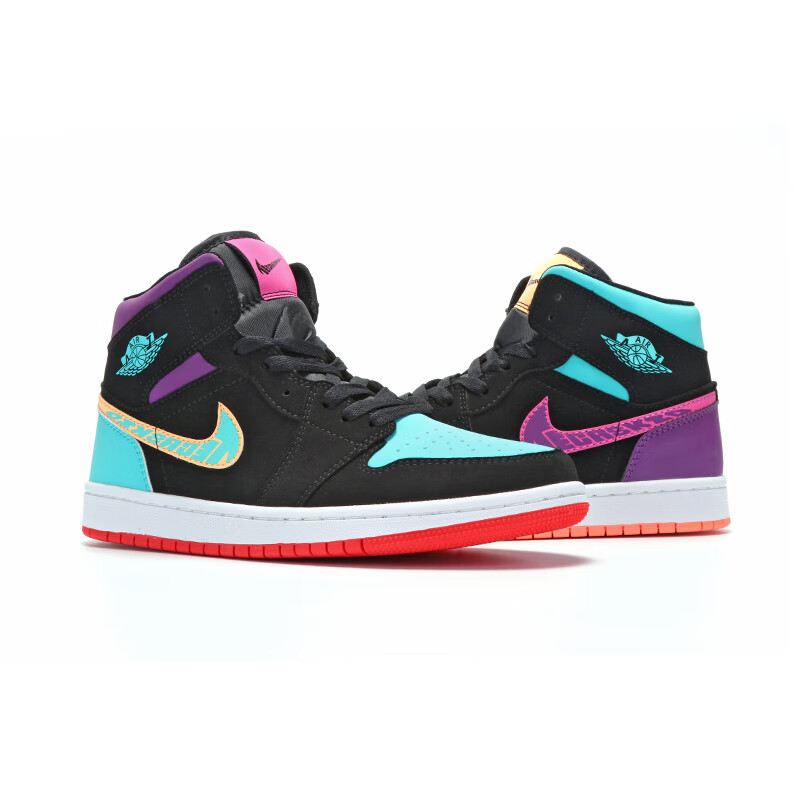 aj高帮男鞋摩韩版绿运动休闲情侣潮牌加绒板鞋 aj1薄荷糖 36【图片