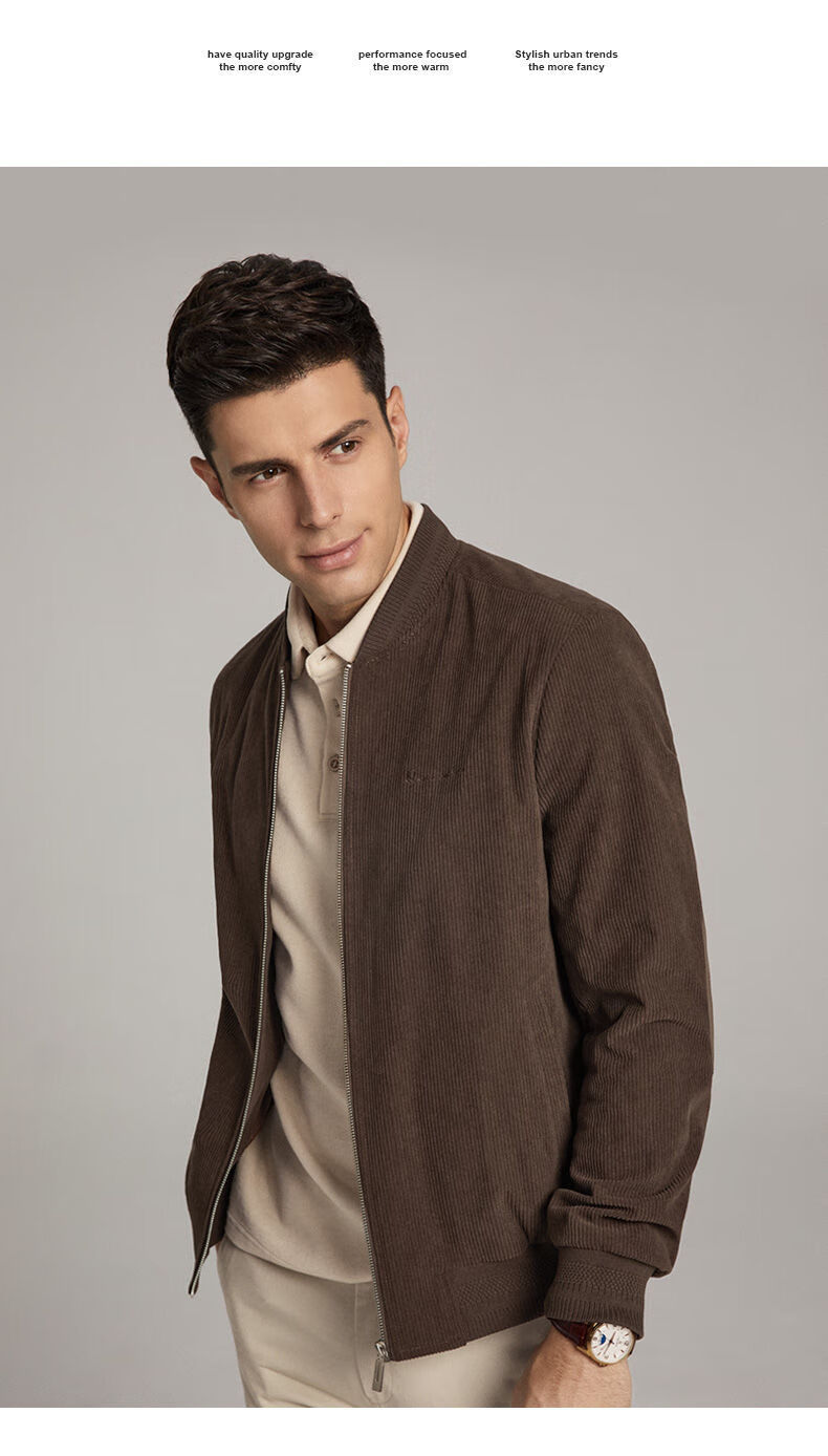 皮尔卡丹轻奢男装精品男装男士灯芯绒外套男春秋季新款中年休闲秋冬装
