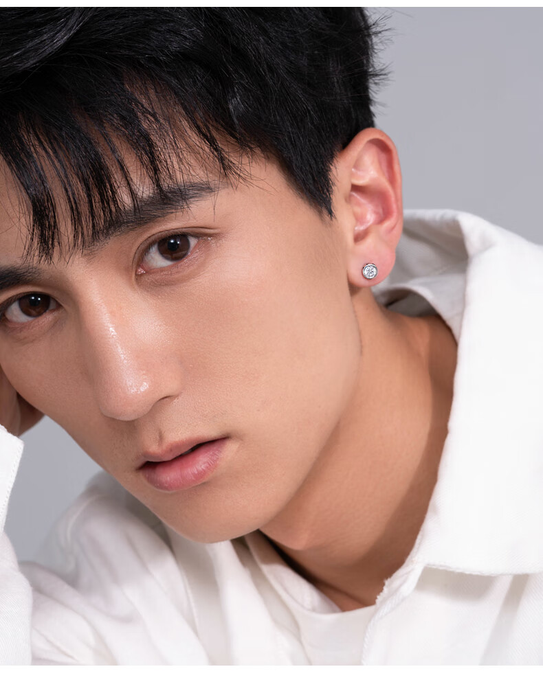 琴韵诗925银创意潮男耳钉男士潮人简约耳饰单只女个性情侣男生耳环潮