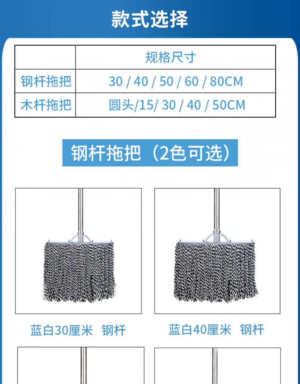 品牌: 洁骑士 商品名称:木杆拖把棉线家用老式墩布尘推拖布工厂物业