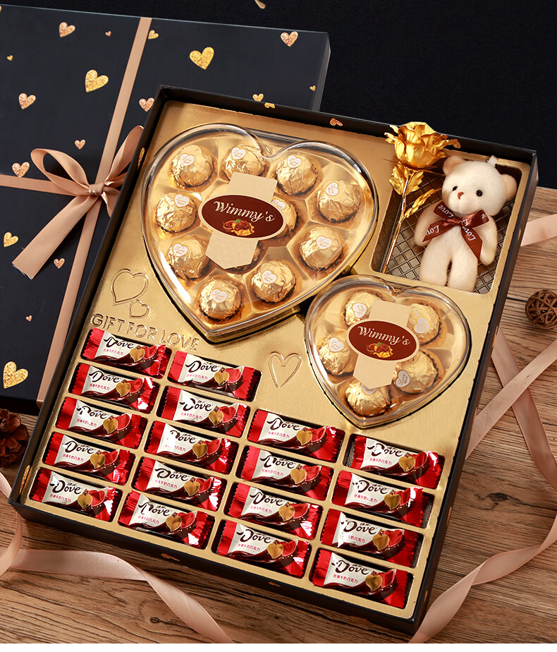 德芙巧克力礼盒装情人节送女友男友女生零食糖果520女生日礼物77爱心