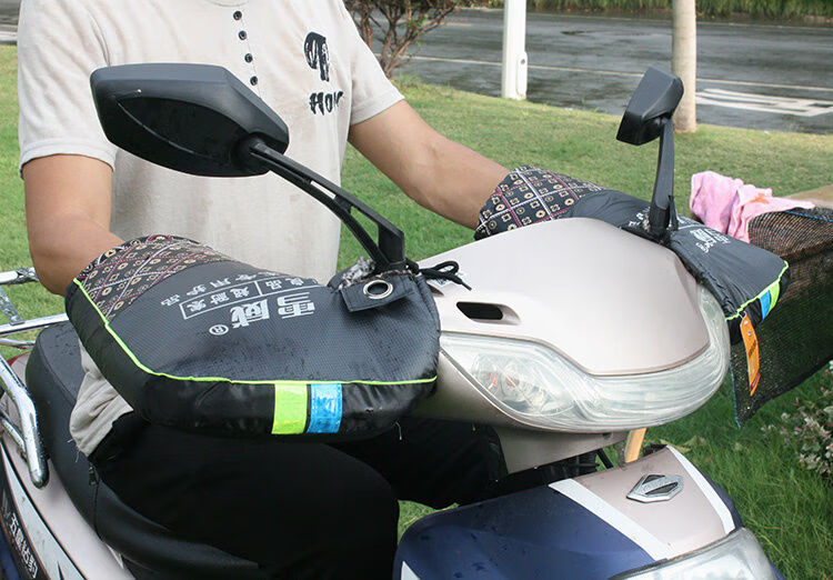 电动车手套摩托车护手防风防寒防水加厚护手冬季助力车车把套hw中号防