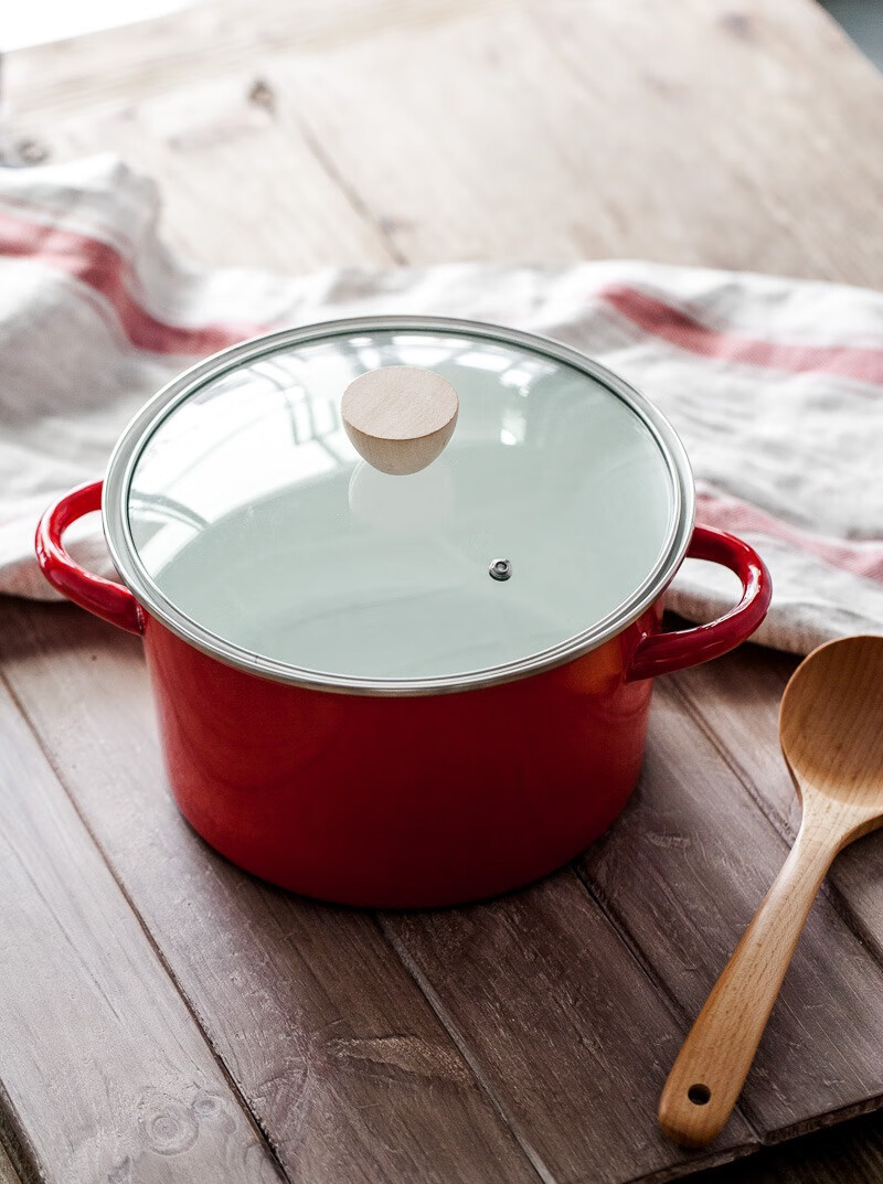 22cm白色加厚珐琅双耳锅