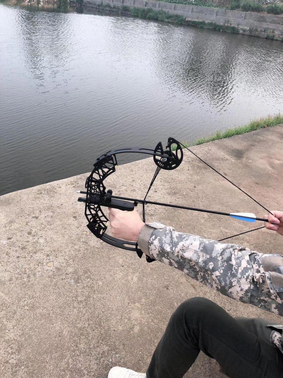 迷你小型箭驽滑轮反曲弓玩具弓射鱼弓成人弹射箭器材圣诞元旦两用钢珠