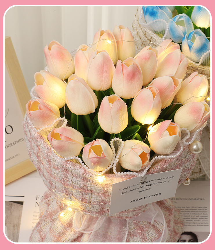 假花仿真花520情人节小香风郁金香花束生日礼物送女生走心闺蜜老婆