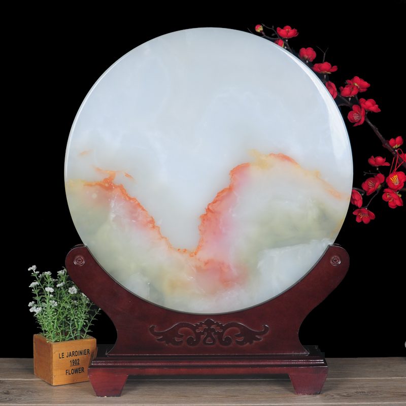 精品阿富汗和氏璧客厅大摆件平安扣玉石饰品居玄关落地 金色 22号60cm