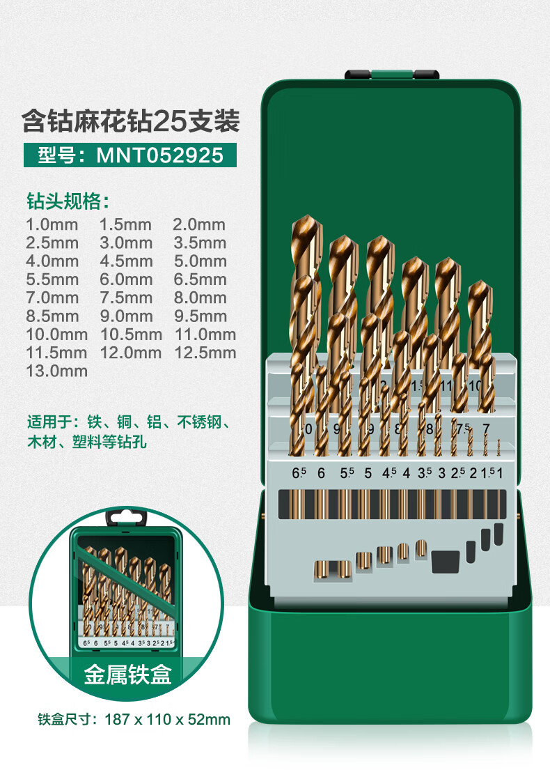 手电钻钻头套装麻花钻头套装硬质合金打孔钢铁超硬加长手电钻小转头23