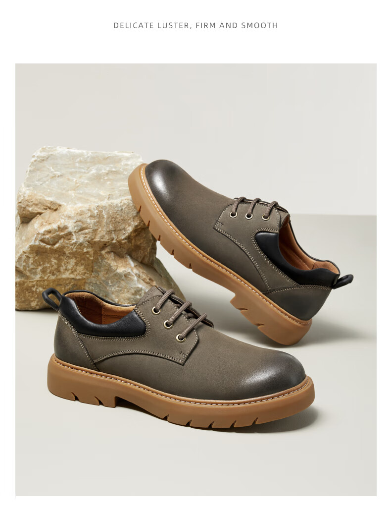 camel骆驼男鞋 2022秋季英伦大头皮鞋男软底舒适休闲工装男鞋 ge1