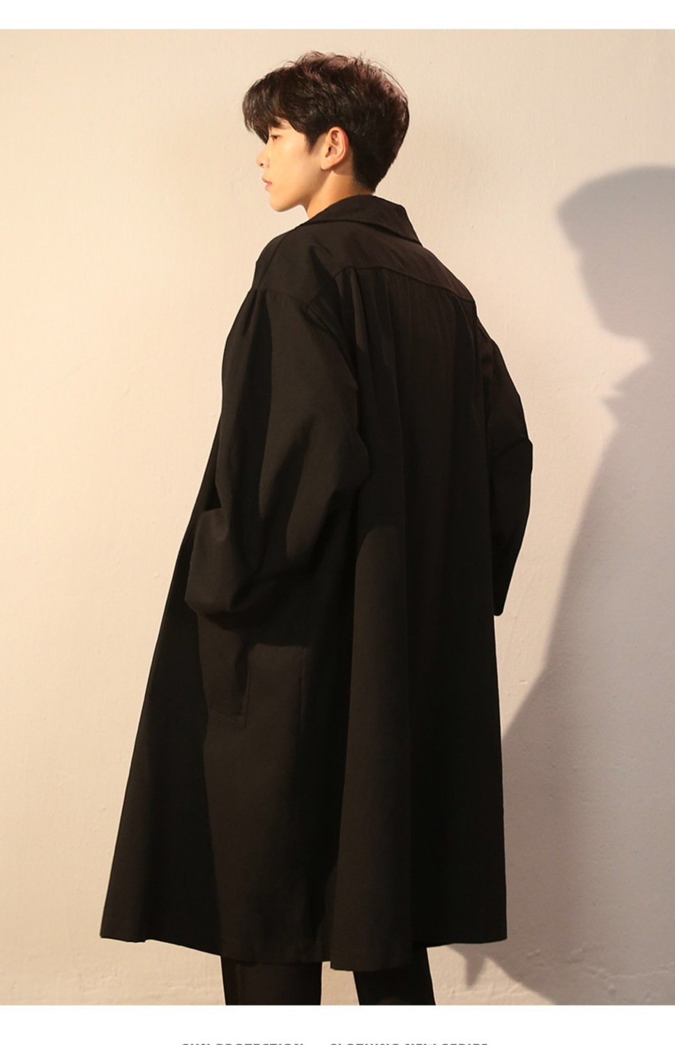 予彼时尚2020秋冬季加绒男士风衣中长款韩版潮流宽松帅气外套披风百搭