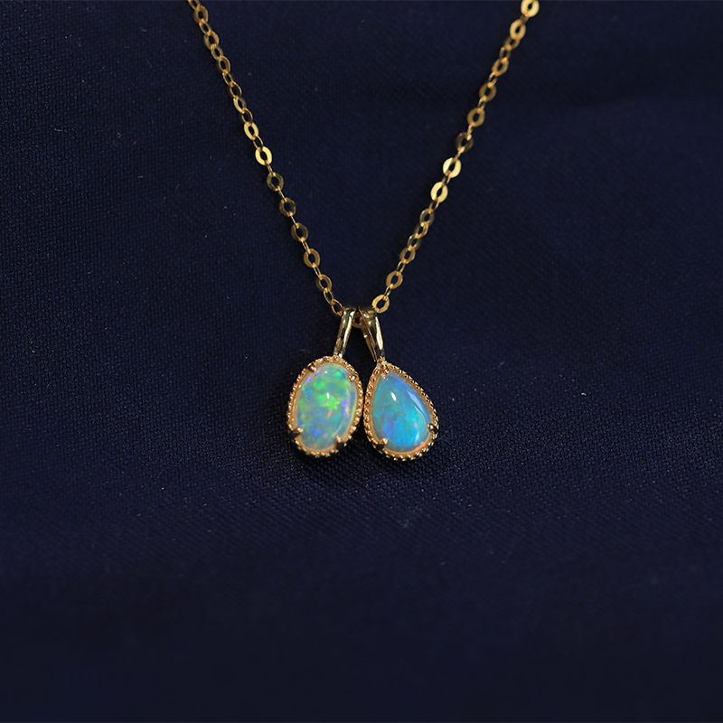 欧泊吊坠agete项链女澳洲闪电岭宝石锁骨链澳宝opal吊坠闪o链