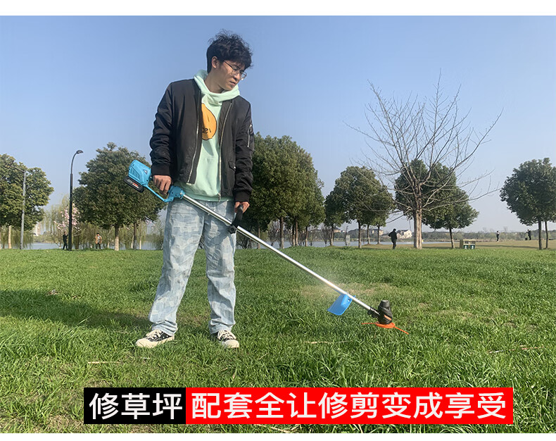 电动家用新款小型除草机充电式打草机多功能锂电池 无线割草机三(配2