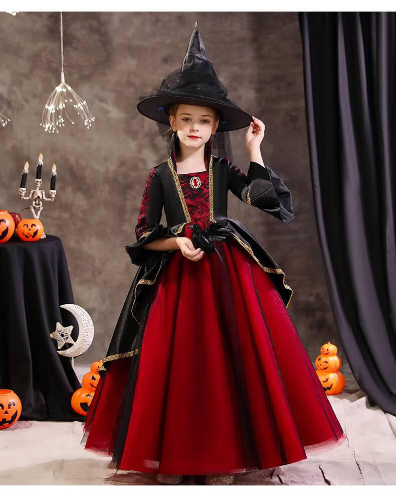华幻万圣节儿童服装女童表演服幼儿园公主裙女巫cosplay角色装扮服饰