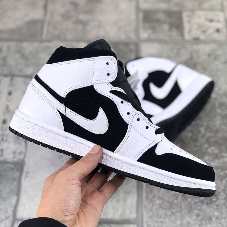 纯原aj高品质乔1黑白熊猫aj中帮鞋潮流板鞋校园运动篮球鞋男女鞋黑白