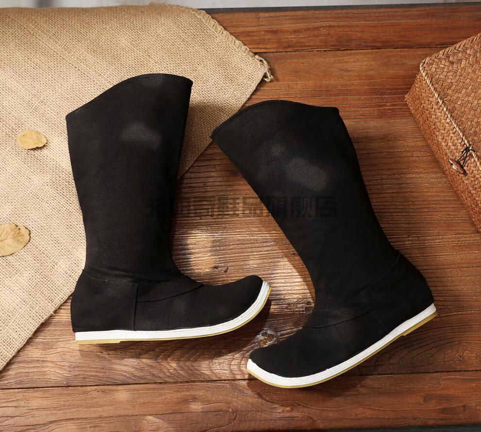 古装汉服靴子男中国风百搭古装汉服男鞋增高靴子cos明制皂靴翘头戏靴