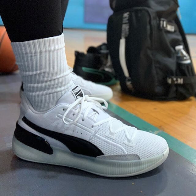 彪马(puma)新clyde hardwood库兹马黑白纷色湖人队男缓震耐磨实战低帮