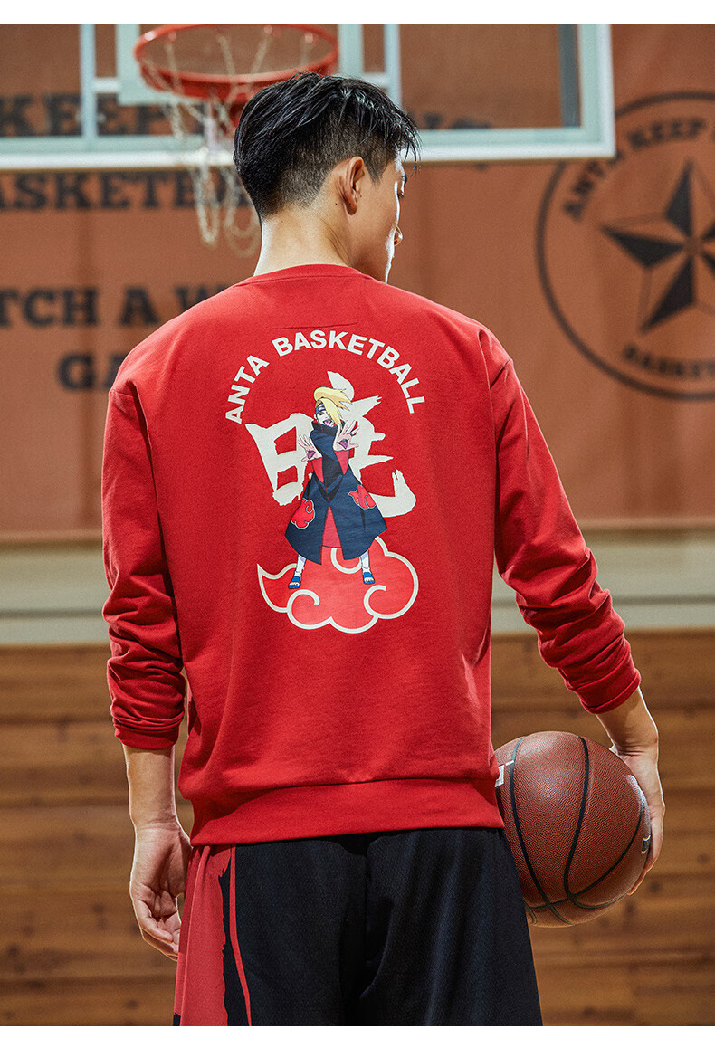 安踏火影忍者联名卫衣男2021官网旗舰运动宽松篮球圆领纯棉长袖火影
