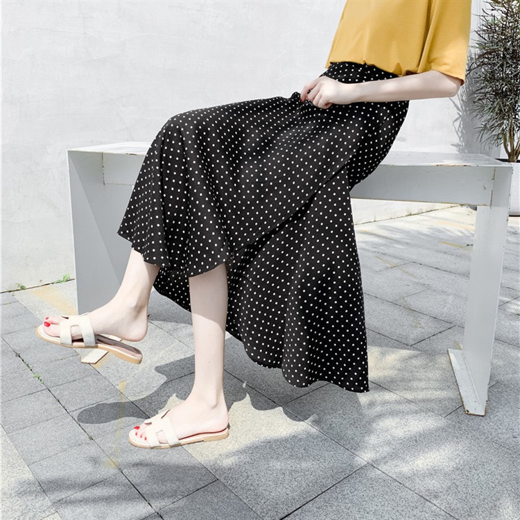 拉夏贝尔homme一片式绑带半身裙女夏春秋新款不规则雪纺中长款碎花