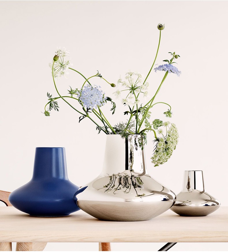 georgjensen乔治杰生北欧家居简约花瓶客厅餐桌摆件插花陶瓷ins蓝色瓷
