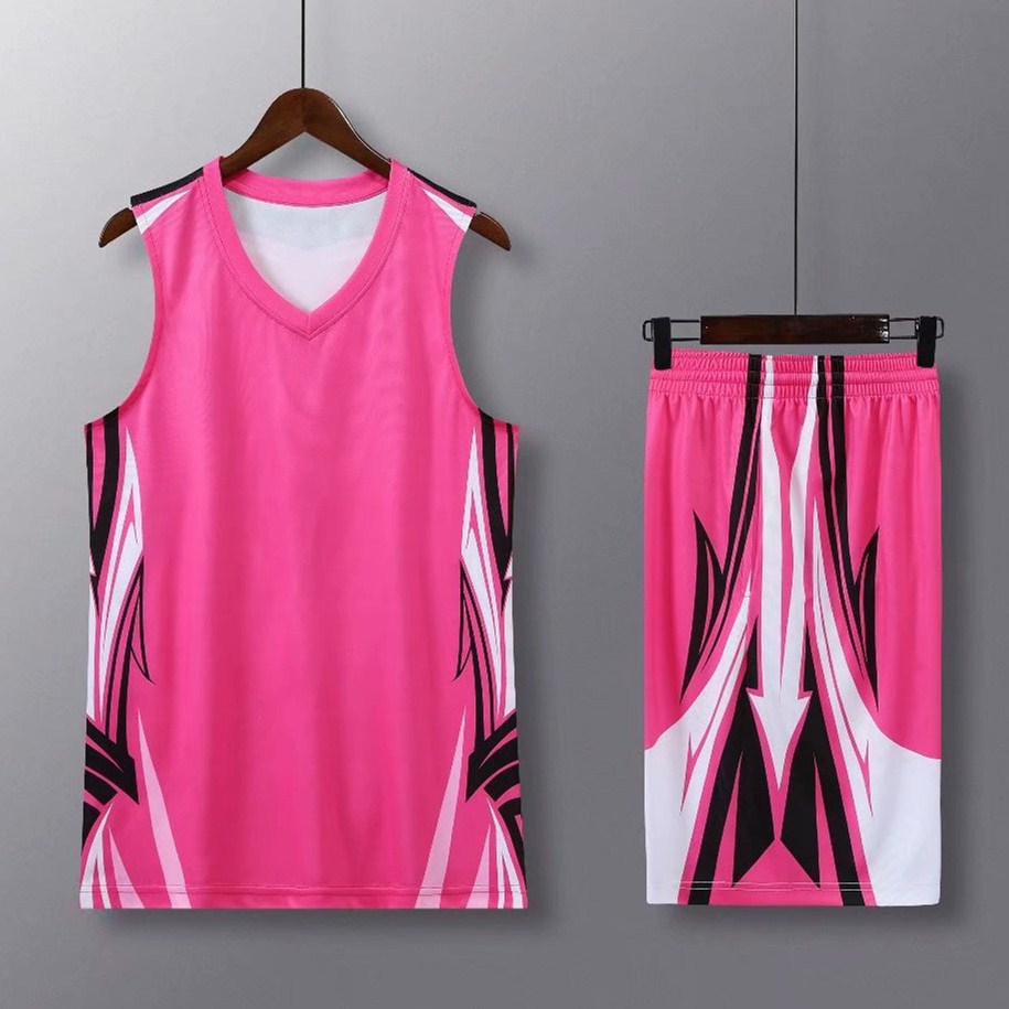 篮球服套装男定制长安少年badfive球衣反伍球衣女7058粉红色s