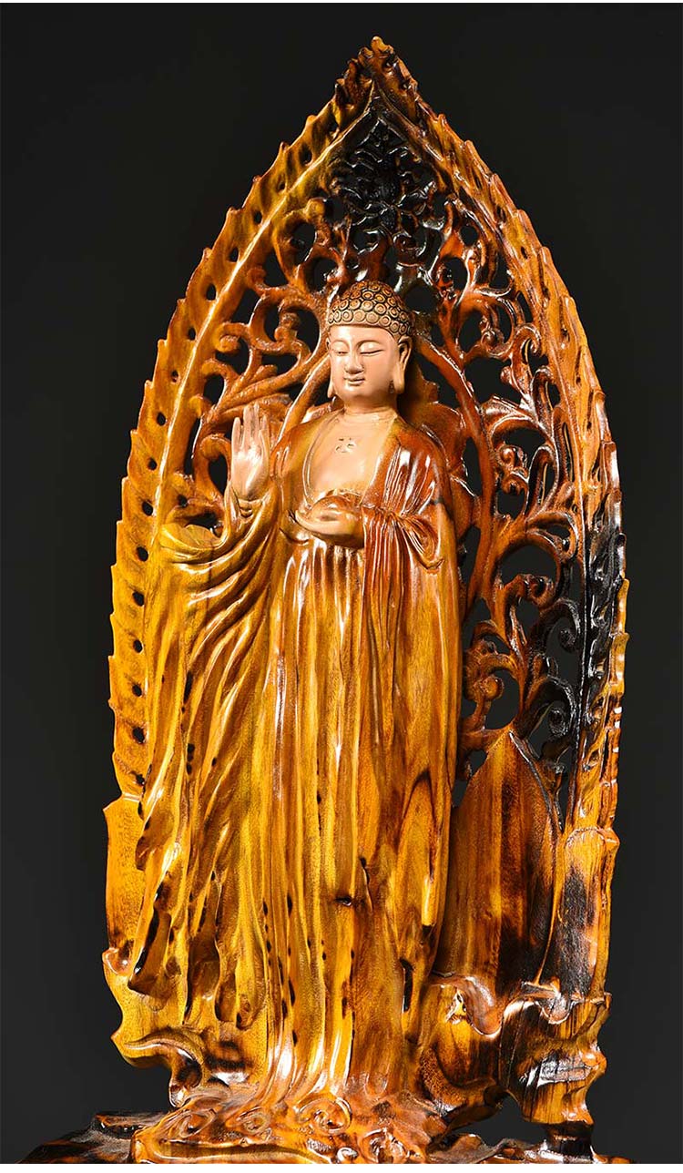 细细木语 香樟木雕释迦牟尼佛佛像菩萨摆件根雕家居客厅玄关实木工艺