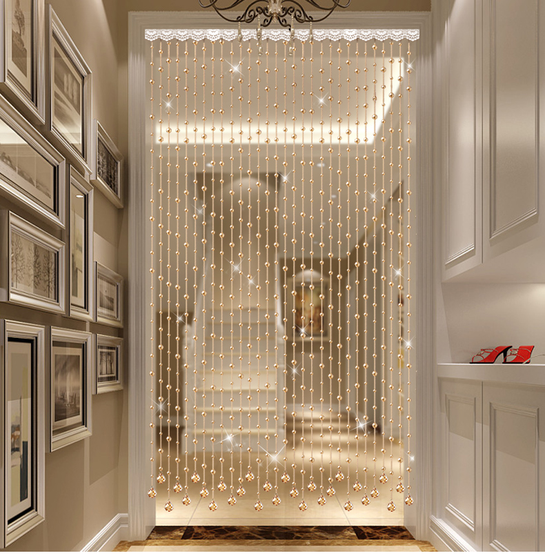 水晶珠帘隔断帘客厅玄关厕所屏风挂帘家用门帘装饰新款免打孔帘子大