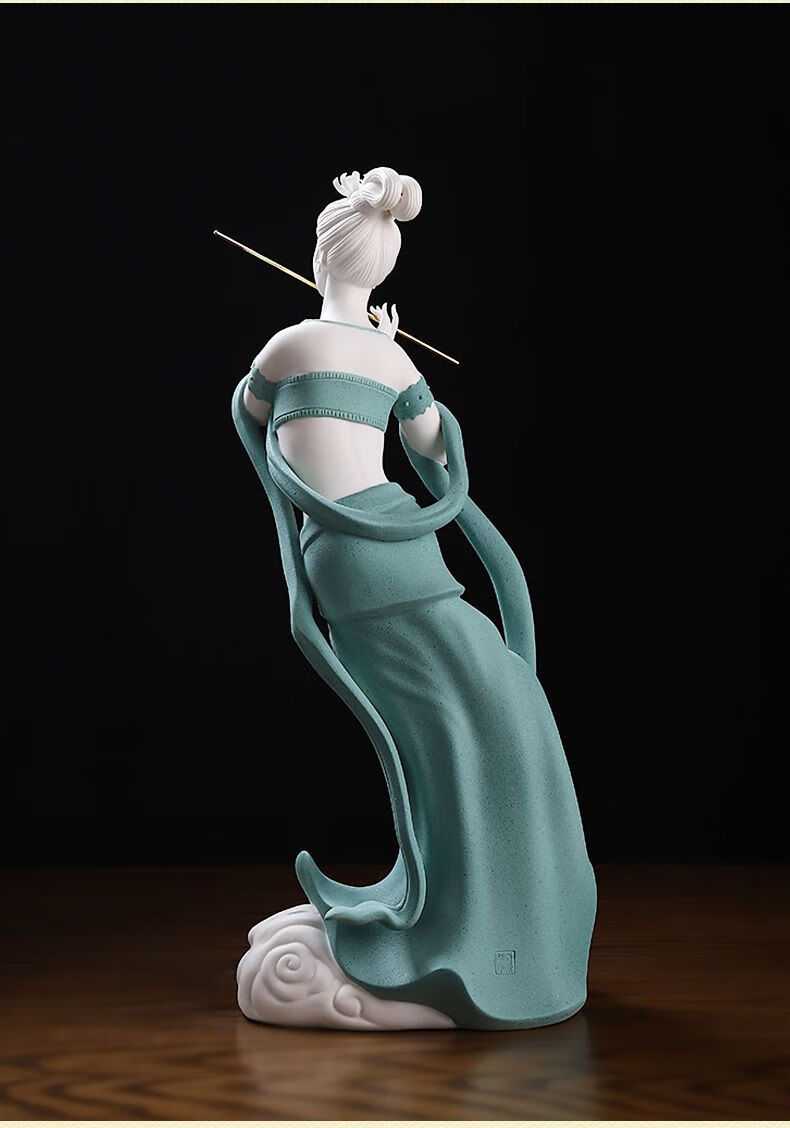 敦煌飞天系列陶瓷人物雕塑摆件礼艺术工艺品装饰品 d52-312b 长笛