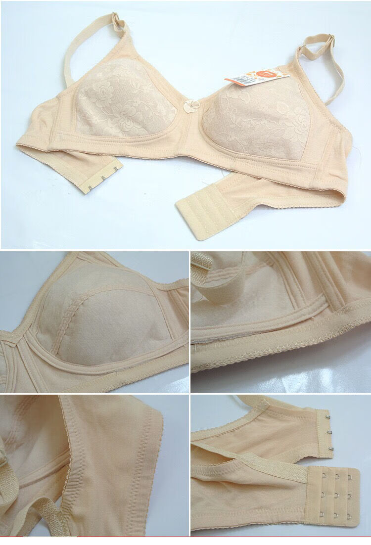 雪澈中老年布文胸大码无钢圈后扣妈妈纯棉薄款内衣老人大号胸罩无海绵