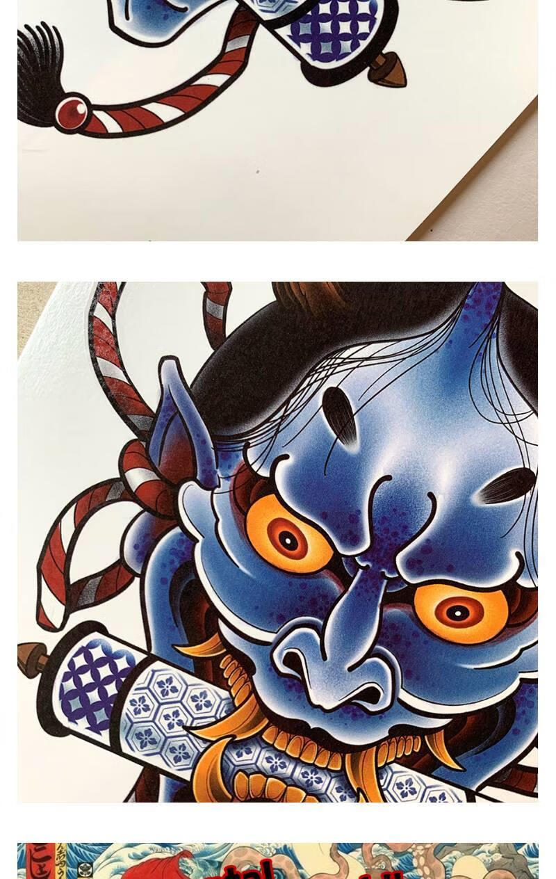 纹身贴洗不掉zingtattoo般若日式和风浮世绘纹身贴纸ins网红防水防汗